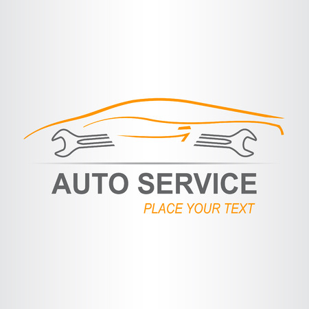 Auto service sign with car silhouette and spannerのイラスト素材