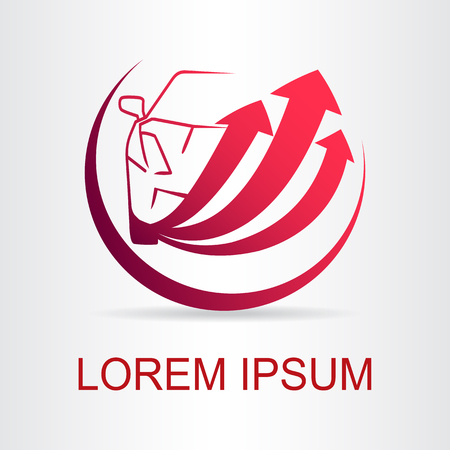 Silhouette of the car with arrows. Car symbol. Template for logotype.のイラスト素材