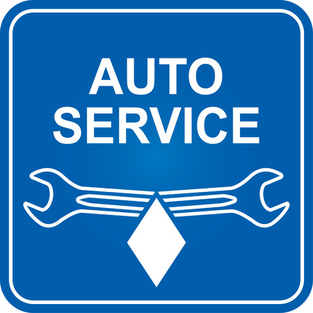 Auto service sign with car silhouette and spannerのイラスト素材
