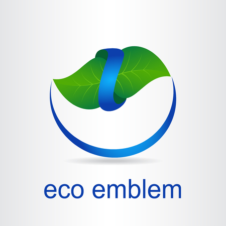 Green leaves. Eco icon. Ecology concept type as logotype. Template for logo.のイラスト素材