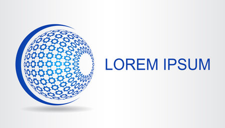 Stylized spherical surface with shapes of stars. This logo is suitable for global company, world technologies and media and publicity agenciesのイラスト素材