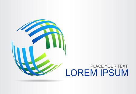 A stylized spherical surface with abstract shapes. This icon is suitable for global company, world technologies, media and publicity agenciesのイラスト素材