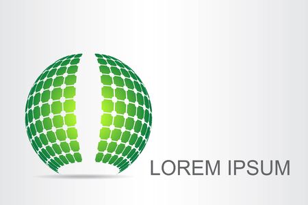 Icon stylized spherical surface with abstract shapes. This icon is suitable for global company, world technologies, media and publicity agencies.のイラスト素材
