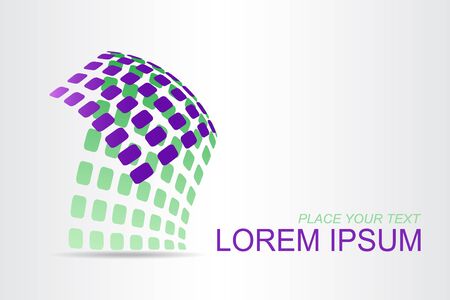 Logo stylized spherical surface with abstract shapes. This logo is suitable for global company, world technologies, media and publicity agencies のイラスト素材