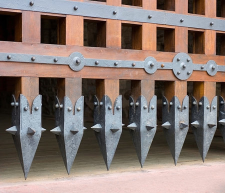 Close-up of lattice of medieval gate (named Golden Gate) in Kyiv - the capital city of Ukraine and Ancient Russia.の写真素材