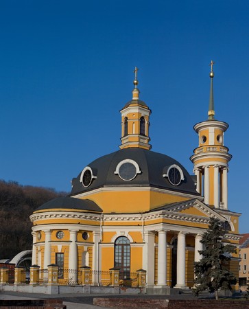 Renovation orthodox church on Post square in Kyiv, Ukraine の写真素材