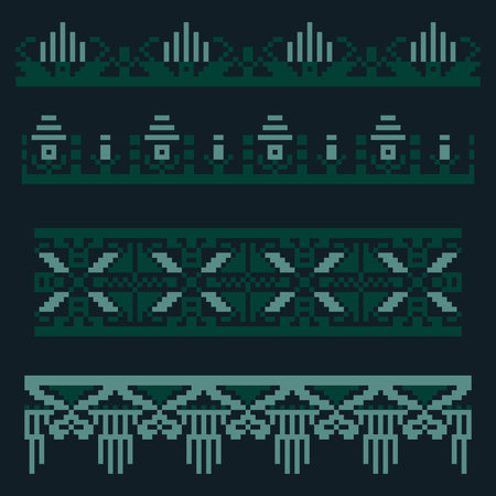 Embroidered ornament national pattern. Traditional Ukrainian folk Vyshyvanka. Dark palette. Vector...
