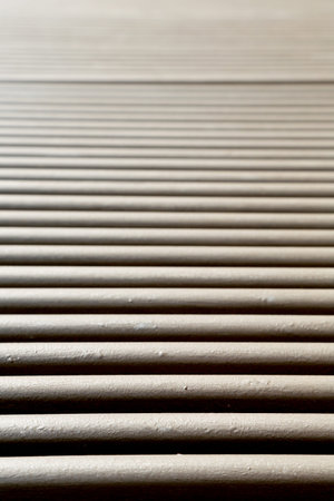 Photography on theme big wall of abstract wooden lines plank, close up on background. Photo consisting of natural old abstract wooden lines plank. Beautiful yellow texture abstract wooden lines plank.の写真素材