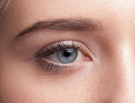 Beauty female eye with curl long natural eyelashesの写真素材