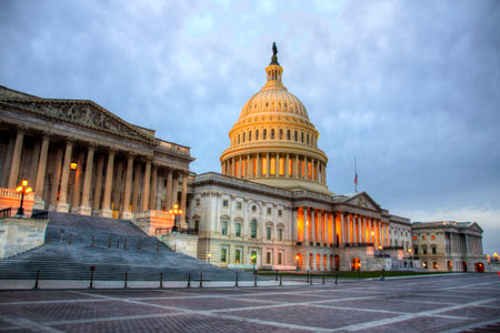 View of United States Capitol Building home of the USA Congress on National Mall in Washington, D.C.