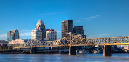 skyline of downtown Louisville Kentucky from across the Ohio Riverのeditorial素材