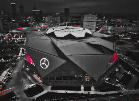 Superbowl LIII will be played at Atlantas Mercedes-Benz Stadium against the New England Patriots and the Los Angeles Rams.のeditorial素材