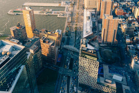 New York City Manhattan midtown aerial panorama viewのeditorial素材