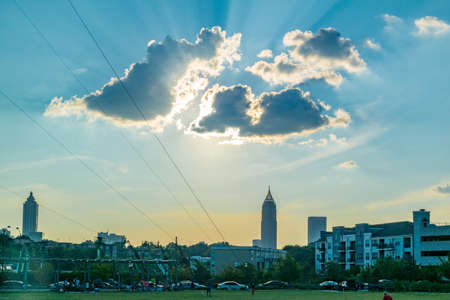 Atlanta skyline at sunset with beautiful sky illustrationのeditorial素材