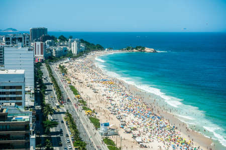 Aerial view of famous Ipanema beach in Rio de Janeiro, Brazilのeditorial素材