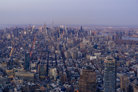 New York City Manhattan midtown aerial panorama view