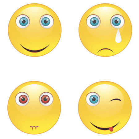 Set of Emoji. Isolated vector illustration on white backgroundのイラスト素材