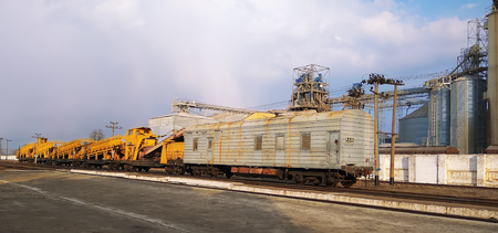 Railroad track tool in railway construction siteの写真素材