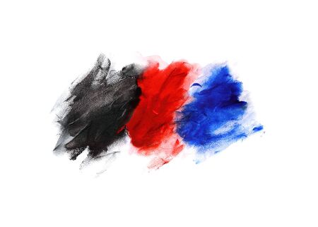 abstract pattern, red blue and black paint on white paperの写真素材