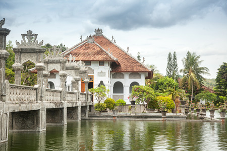 Architectural wonders at the Karangasem water temple in Bali, Indonesiaの写真素材