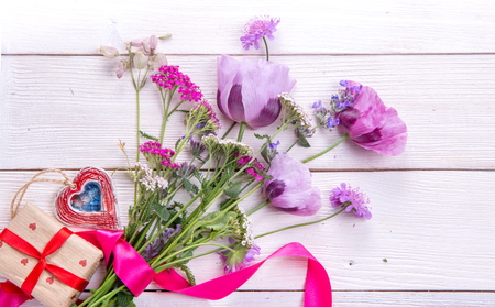 Poppies, bouquet of wildflowers, giftの写真素材