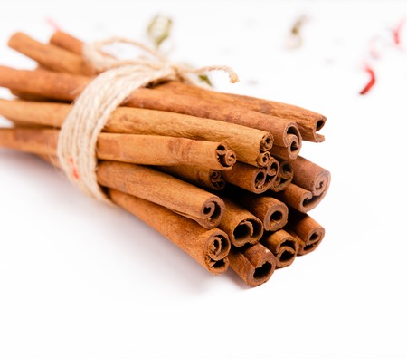 Cinnamon sticks on a table. Christmas backgroundの写真素材