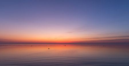 Baltic sea - early morning sunrise over the sea.の写真素材