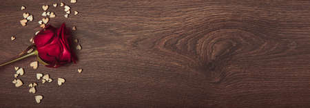 Valentine's day wooden table setting.の写真素材