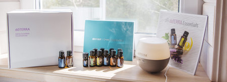 Riga, Latvia - April 8, 2021: doTERRA Home Essentials Kit essential oils. Natural, quality essential oils.のeditorial素材