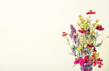 Autumn flowers background, fall flowers bouquet, autumn wildflowers composition