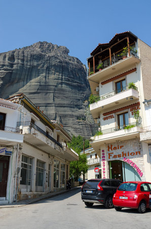 Meteora, Greece - August 11 2014  a narrow street in the village of Kalambaka  のeditorial素材