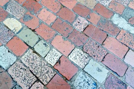 The pavement of the old multi-colored stoneの写真素材