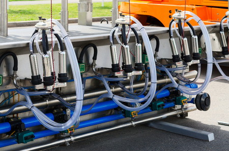 GOMEL, BELARUS - MAY 19, 2016: Milking machine "Parallel", Gomel, Belarusのeditorial素材