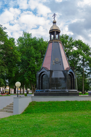 UGLICH, RUSSIA - JULY 19, 2016: Chapel-monument to defenders of Fatherland at all times from grateful uglichan, Uglich, Russiaのeditorial素材