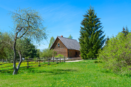 ZDRAVNEVO, BELARUS - MAY 18, 2017: Territory of museum-estate of great russian painter I.E. Repin "Zdravnevo" (manager's house), Vitebsk region, Belarusのeditorial素材