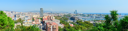 Scenic panoramic view from above to Barcelona, Catalonia, Spainのeditorial素材