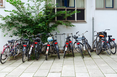 Bicycle parking on street of Amsterdam, Netherlands