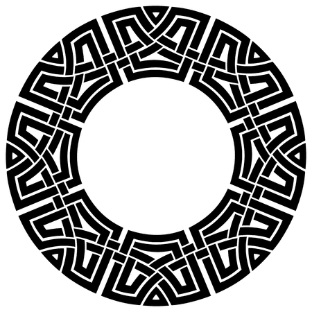ornamental round celtic frame, black on whiteのイラスト素材