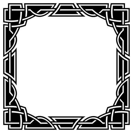 ornamental square celtic border, black and whiteのイラスト素材