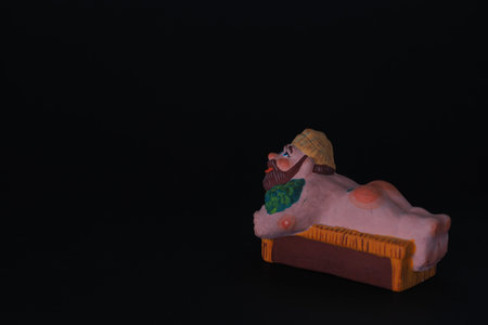 Funny figurines of plaster, clay and ceramics. Bath. The people in the steam room.の写真素材