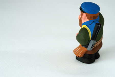 Funny figurines made of ceramics. Souvenir hunter.の写真素材