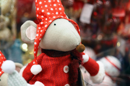 Christmas stuffed toys, dolls and animals. Christmas gifts for children.の写真素材