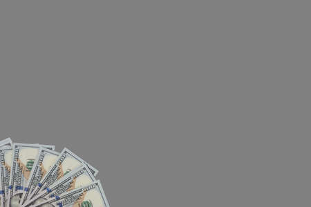 U.S. banknotes are insulated on a gray background. High quality photoの写真素材