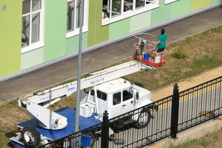 Nizhny Novgorod, Russia, Gagarin Avenue 101 b, school No. 34.08.26.2021. A woman, an employee of a...