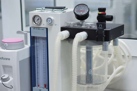 Nizhny Novgorod, Russia, Gagrina avenue 23, Lobachevsky University, 29.01.2022. Apparatus for anesthesia of animals. Inhalation or gas anesthesia. high quality photoのeditorial素材