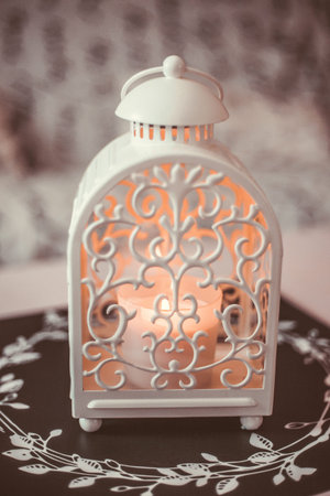 NEW YEAR'S LANTERN beautiful white on a gray backgroundの写真素材