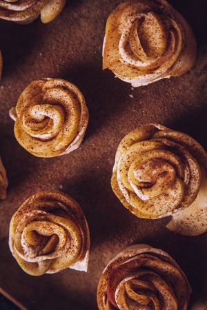 cinnamon rolls in the form of roses. homemade bakingの写真素材