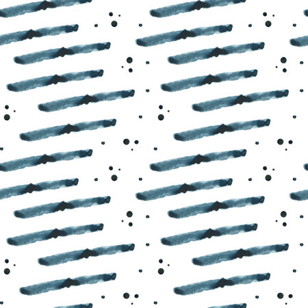 watercolor stains. Seamless pattern of watercolor spots and stripes on a white background. All elements are hand-drawn in watercolor. Suitable for printing on fabric, paper, postcards and invitations.の写真素材