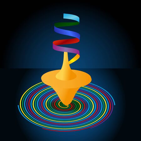 Whirligig and multi-colored pinwheel spiral on a blue background.Rasterized copy.のイラスト素材