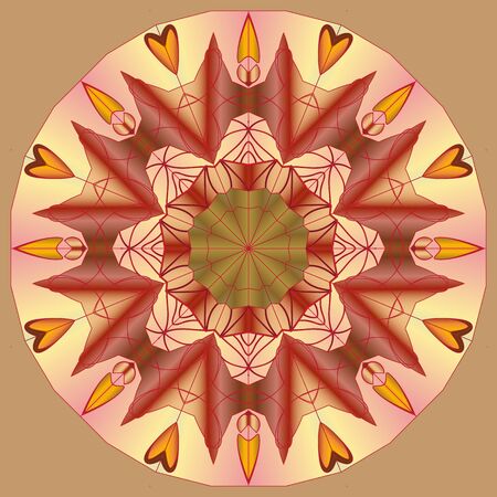 Mandala, round ornament with a gradient fill, element for design on a beige backgroundのイラスト素材